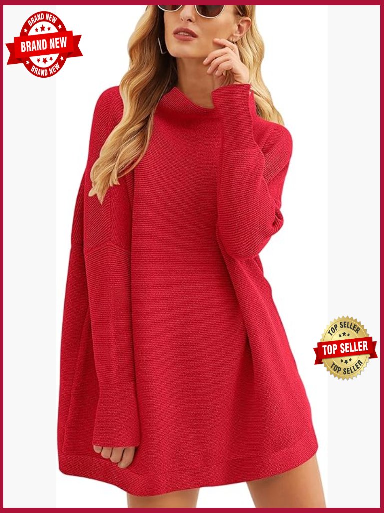 Oversized Loose Turtleneck Long Sleeve Slouchy Baggy Knit Tunic Sweater Pullover